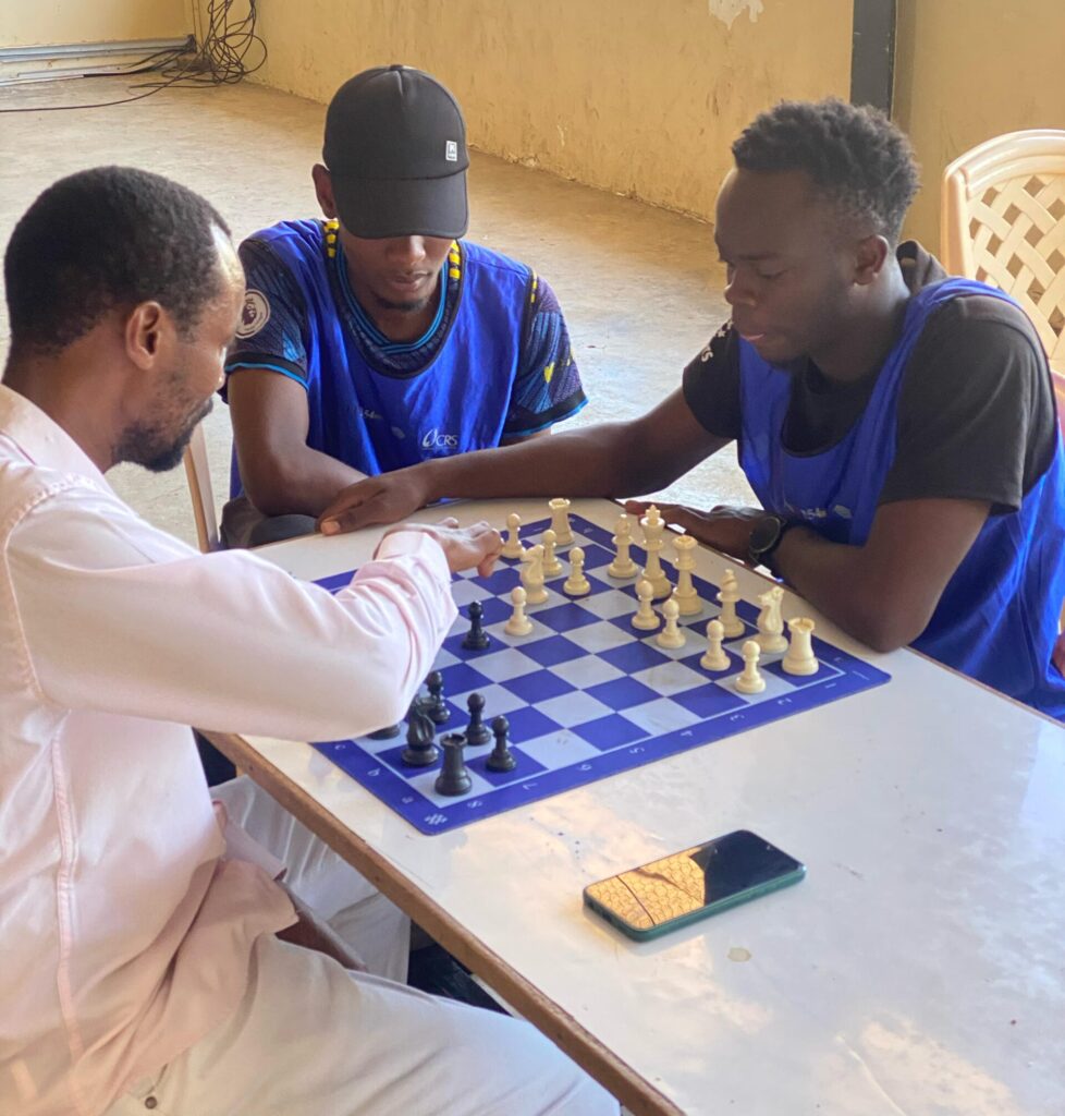 Chess game in progress.